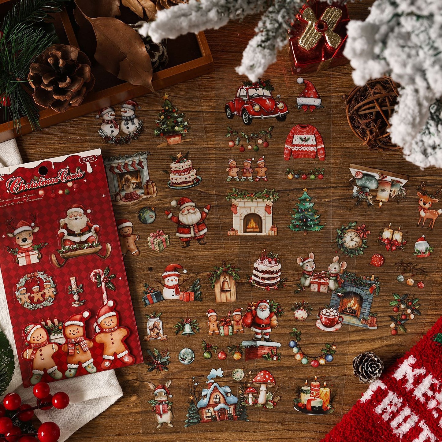 6 Sheets Snow Christmas PET Stickers XYSG