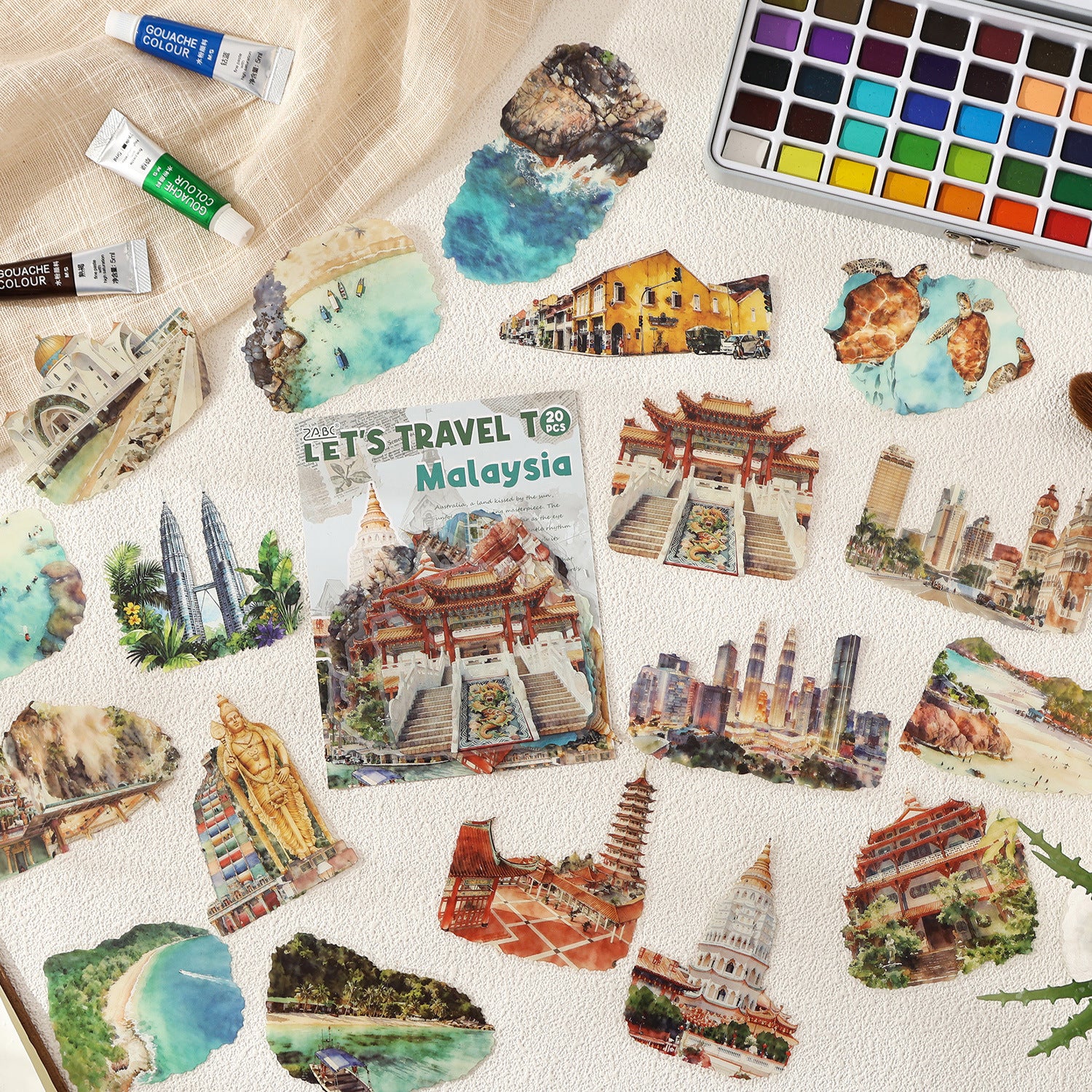 20 Pcs World Travel PET Stickers LTMJ