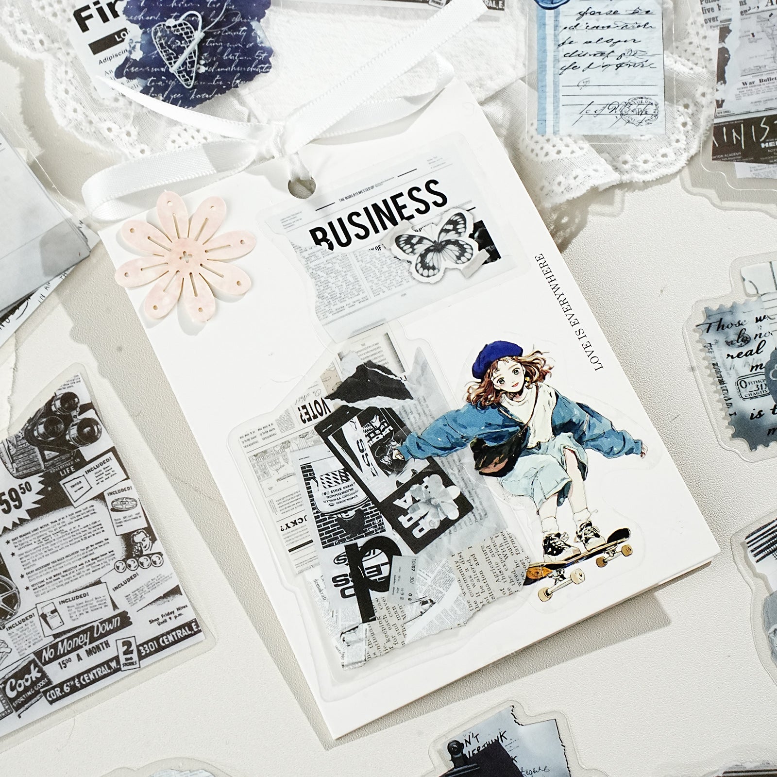 15 Pcs Vintage Collage PET Stickers SYHZ