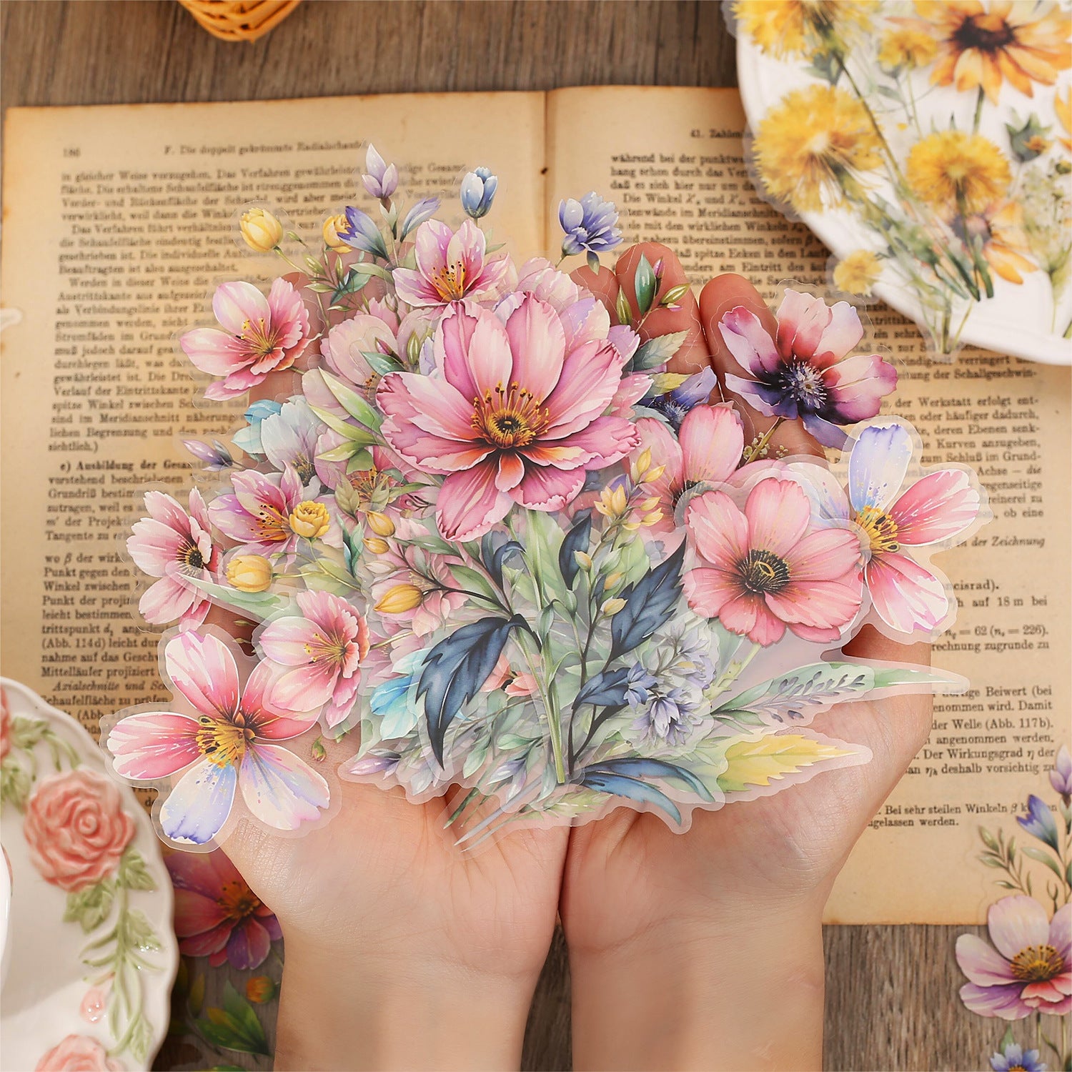 20 Pcs PET Flower Stickers HXMY
