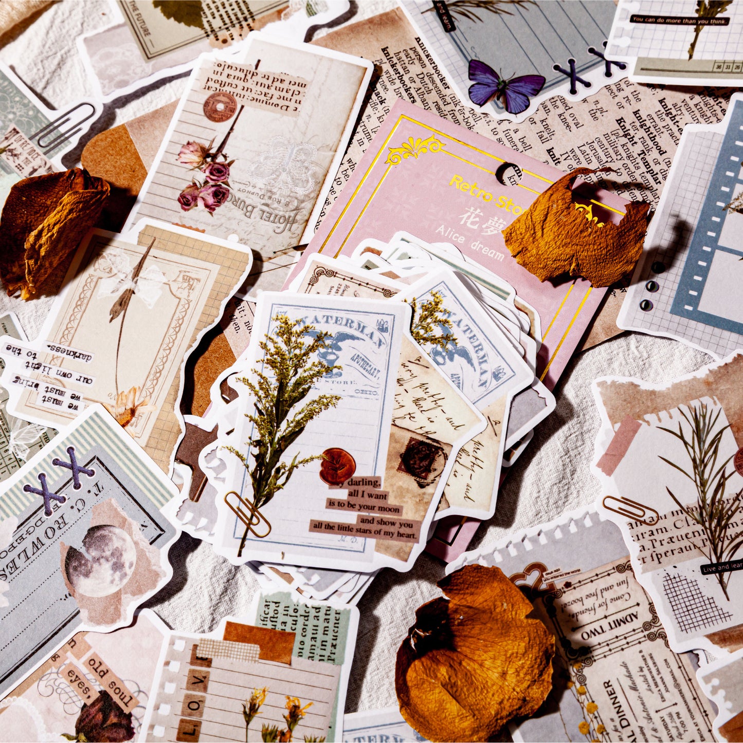 30 Pcs Vintage Plant Collage Stickers YCXL