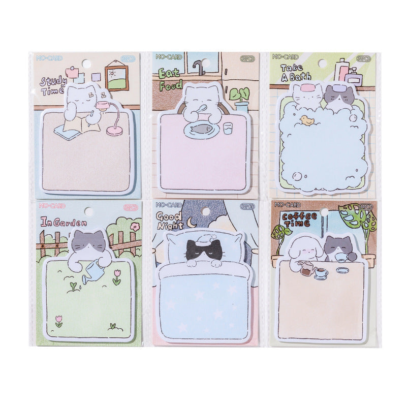 Kawaii Cozy Cat Life Die-Cut Sticky Notes - Study