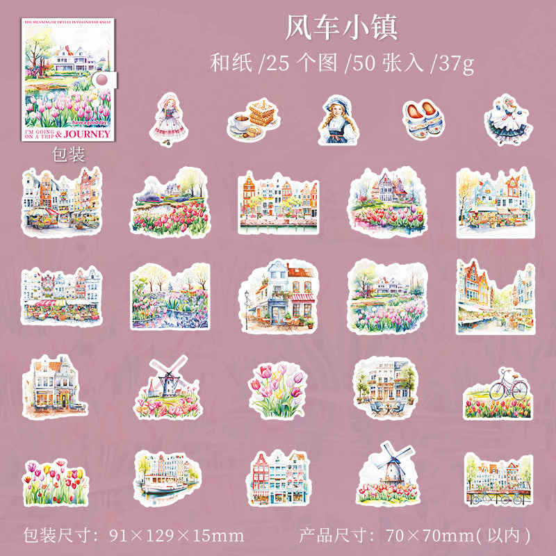 50 Pcs Travel Theme Stickers WYQLX