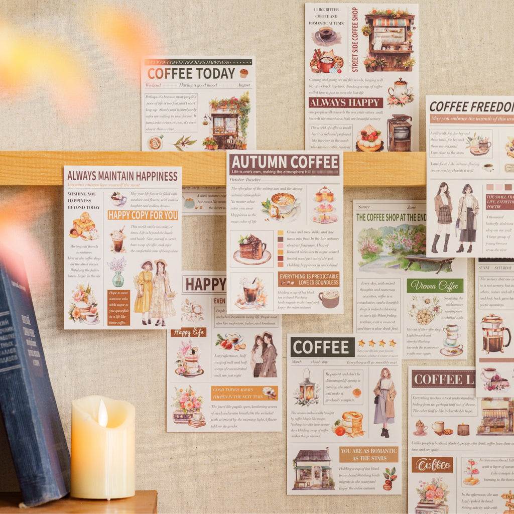 30 Pcs Coffe Theme Junk Journal Paper KFZL