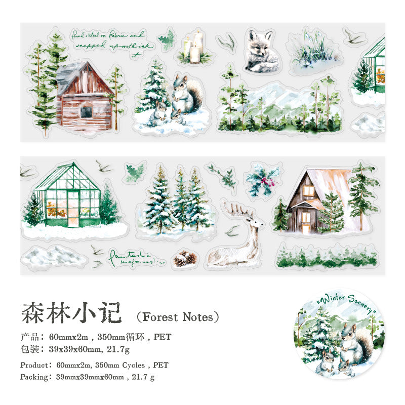 1 Roll Winter Landscape PET Stickers Tape DRXJ