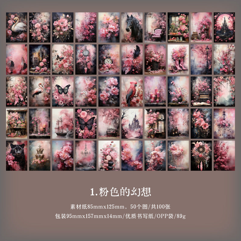 100 Pcs Vintage Scrapbook Paper YHDYQ