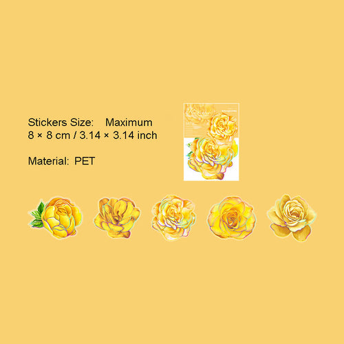 10 Pcs Gliter Flower PET Stickers FHSK