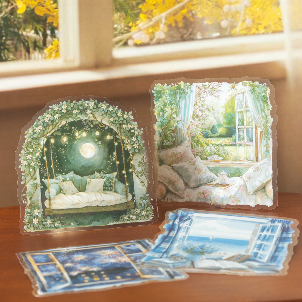 10 Pcs Window Landscape PET Stickers CWJM