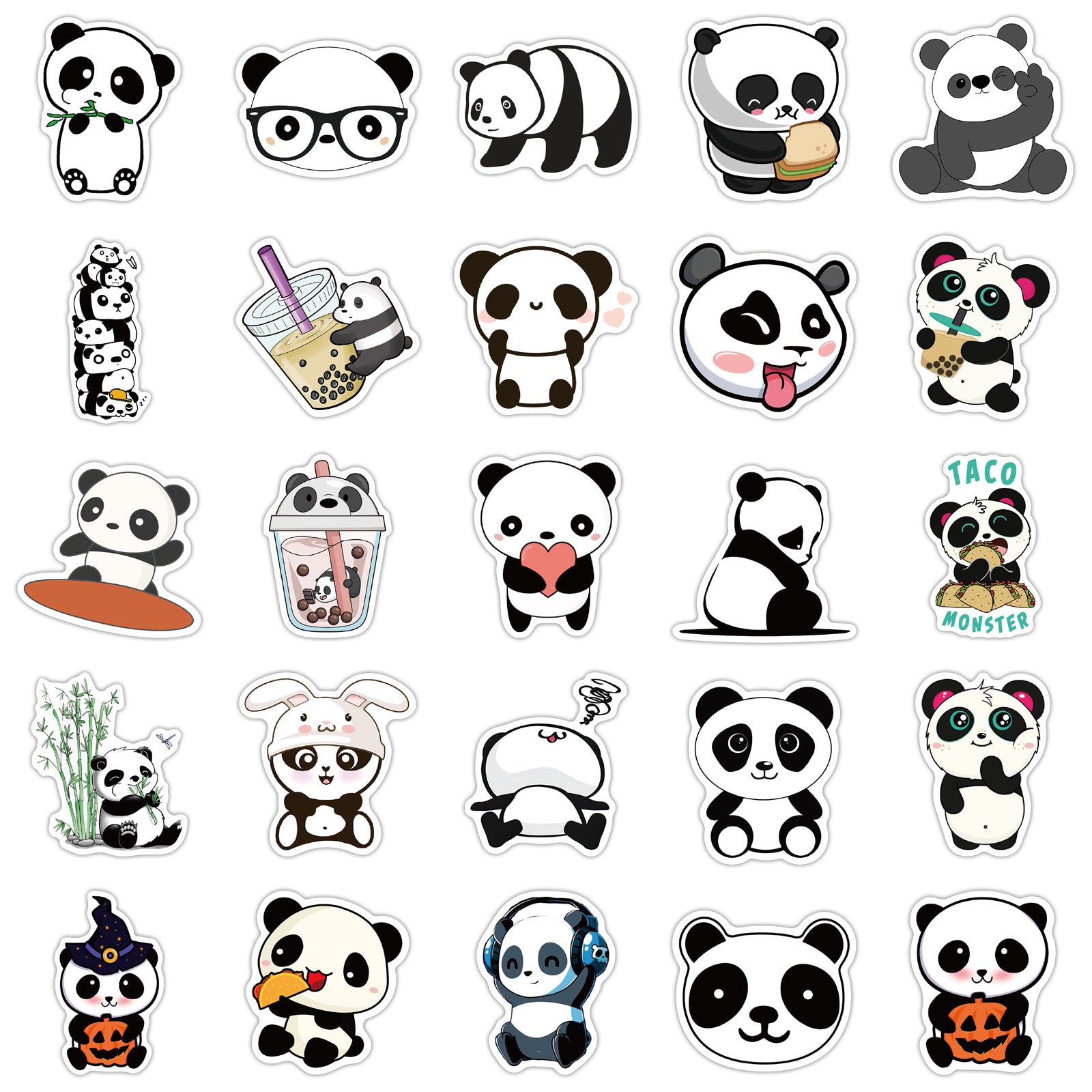 50 Pcs Vinyl Panda Stickers HT099