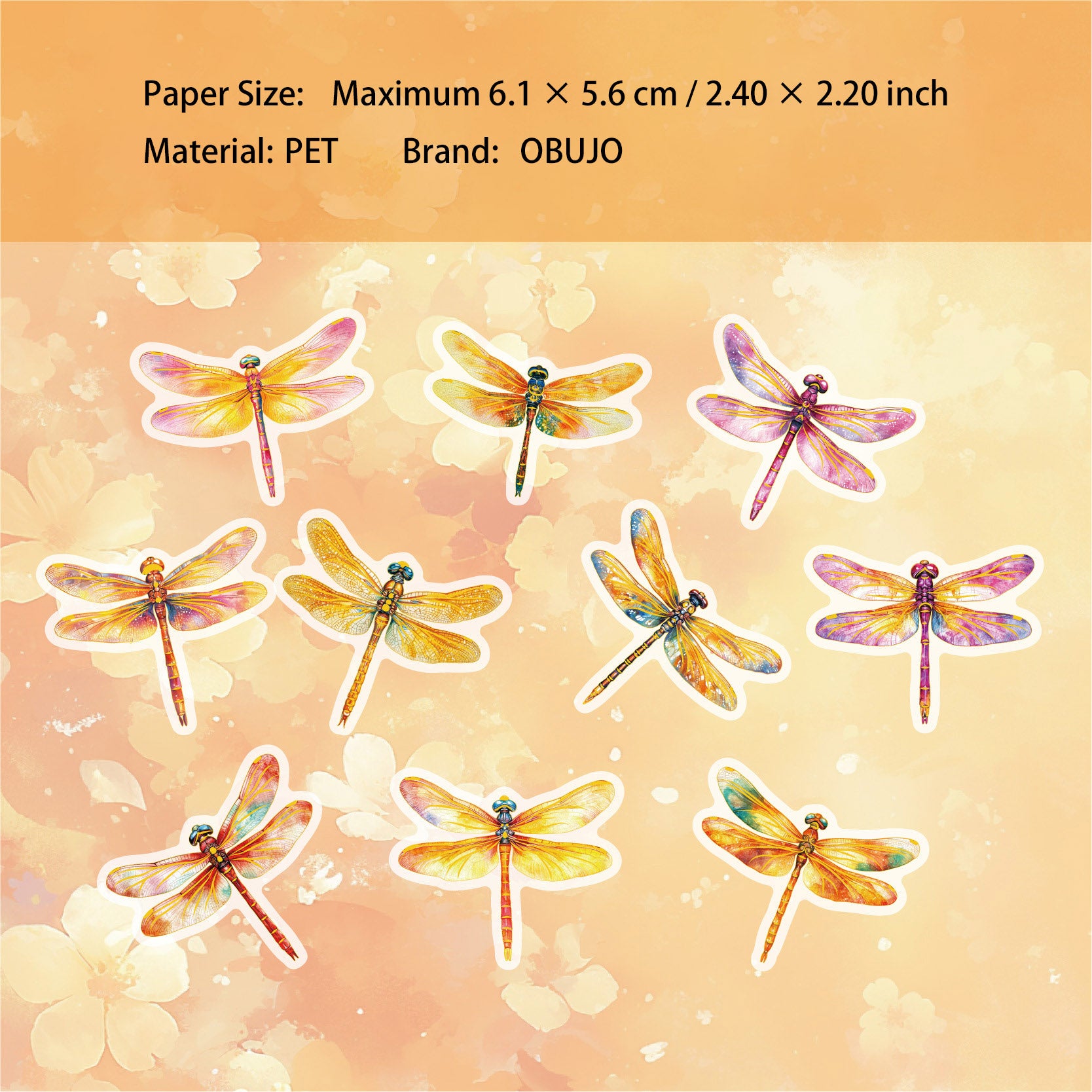 20 Pcs Glitter Butterfly Dragonfly PET Stickers KYXL