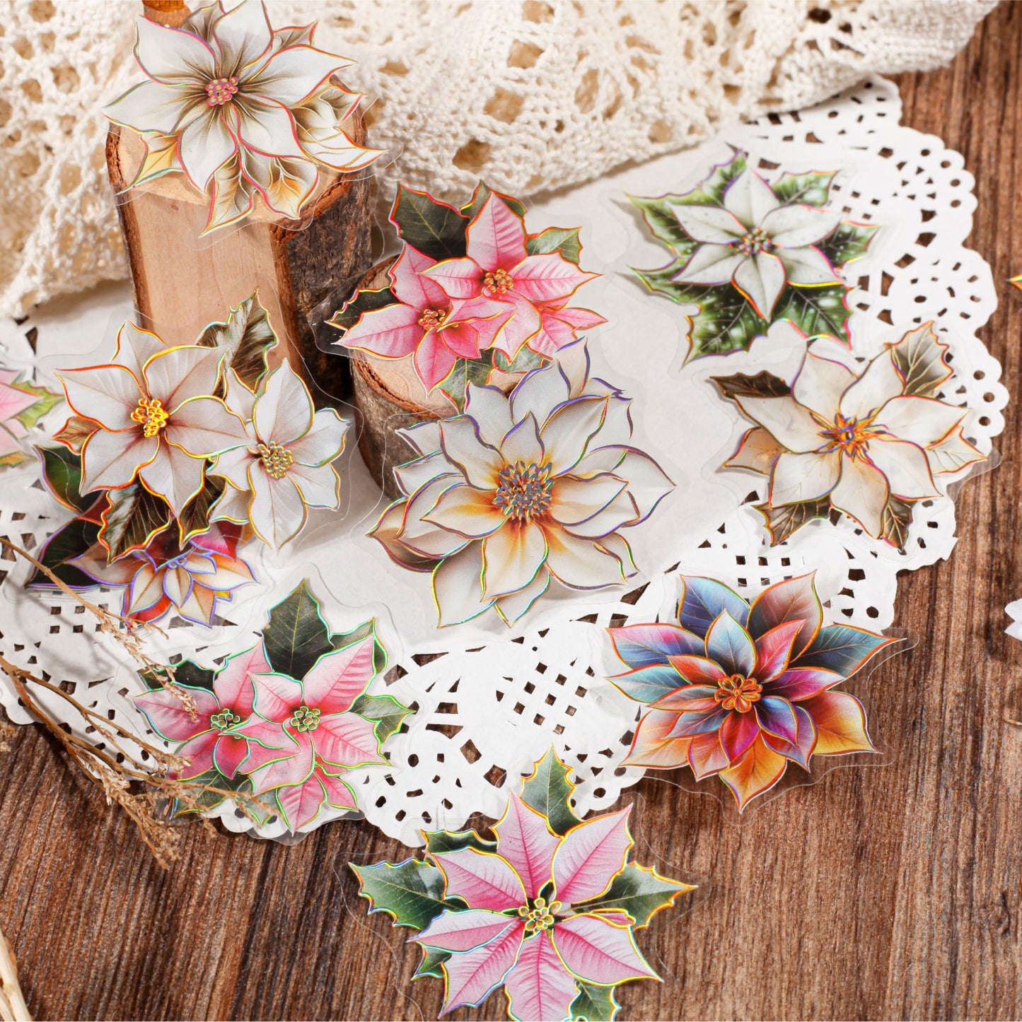 20 Pcs Creative Flower PET Stickers LZXL