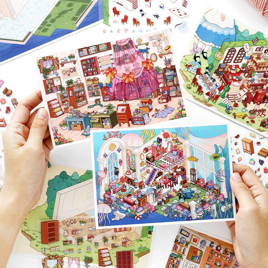 3D House Scene DIY Stickers Kit WDXWEY