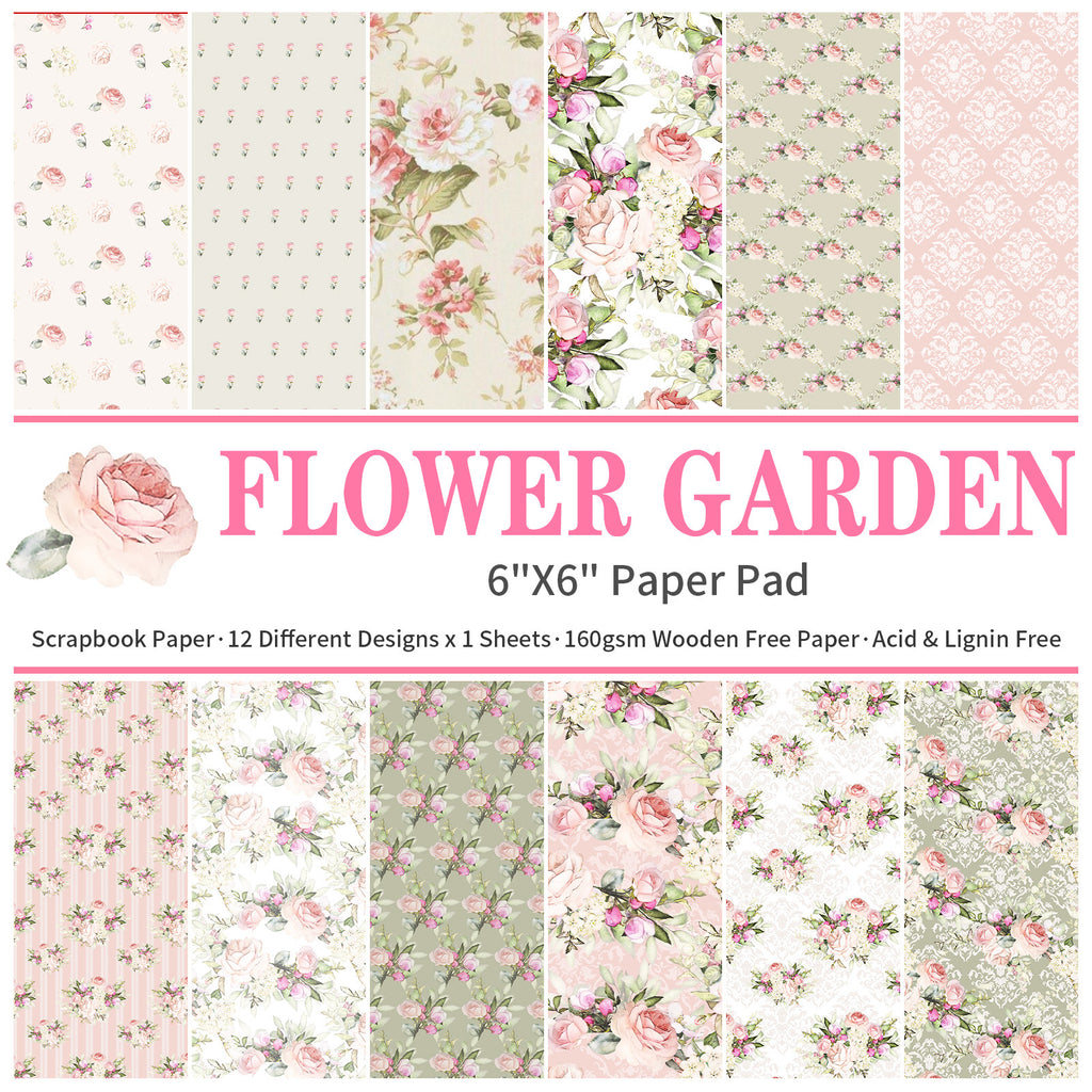 6 inch Pink Flower Scrapbook Paper Pad PA272