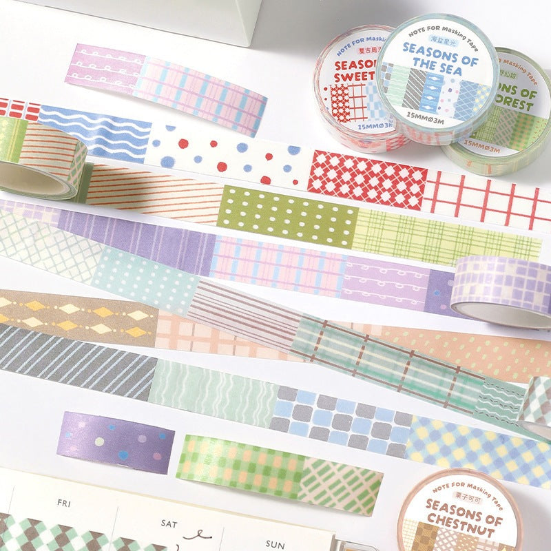 Retro Palette Geometric Grid Washi Tape - Forest
