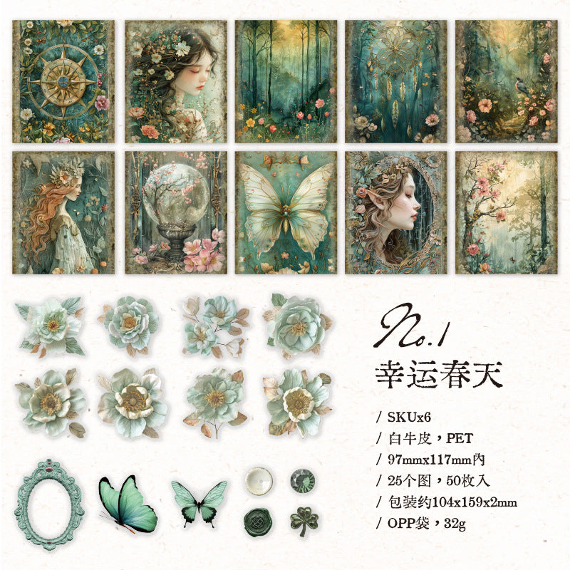 50 Pcs Fantasy Scrapbook Supplies Kit HDQL