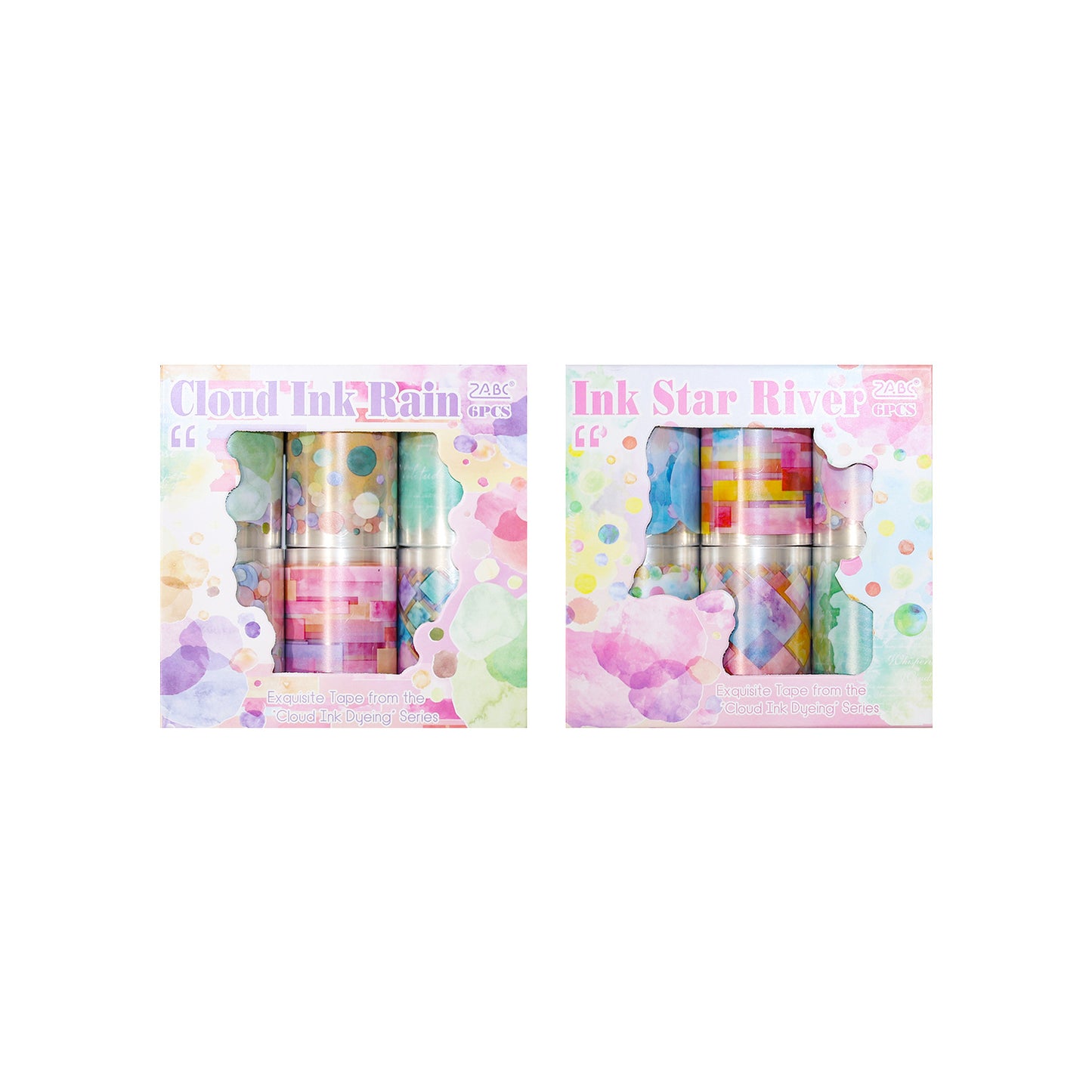 6 Rolls Watercolor PET Sticker Tapes Kit YSMR