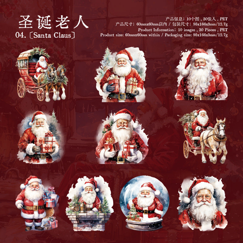 30 Pcs Christmas PET Stickers SDQMY