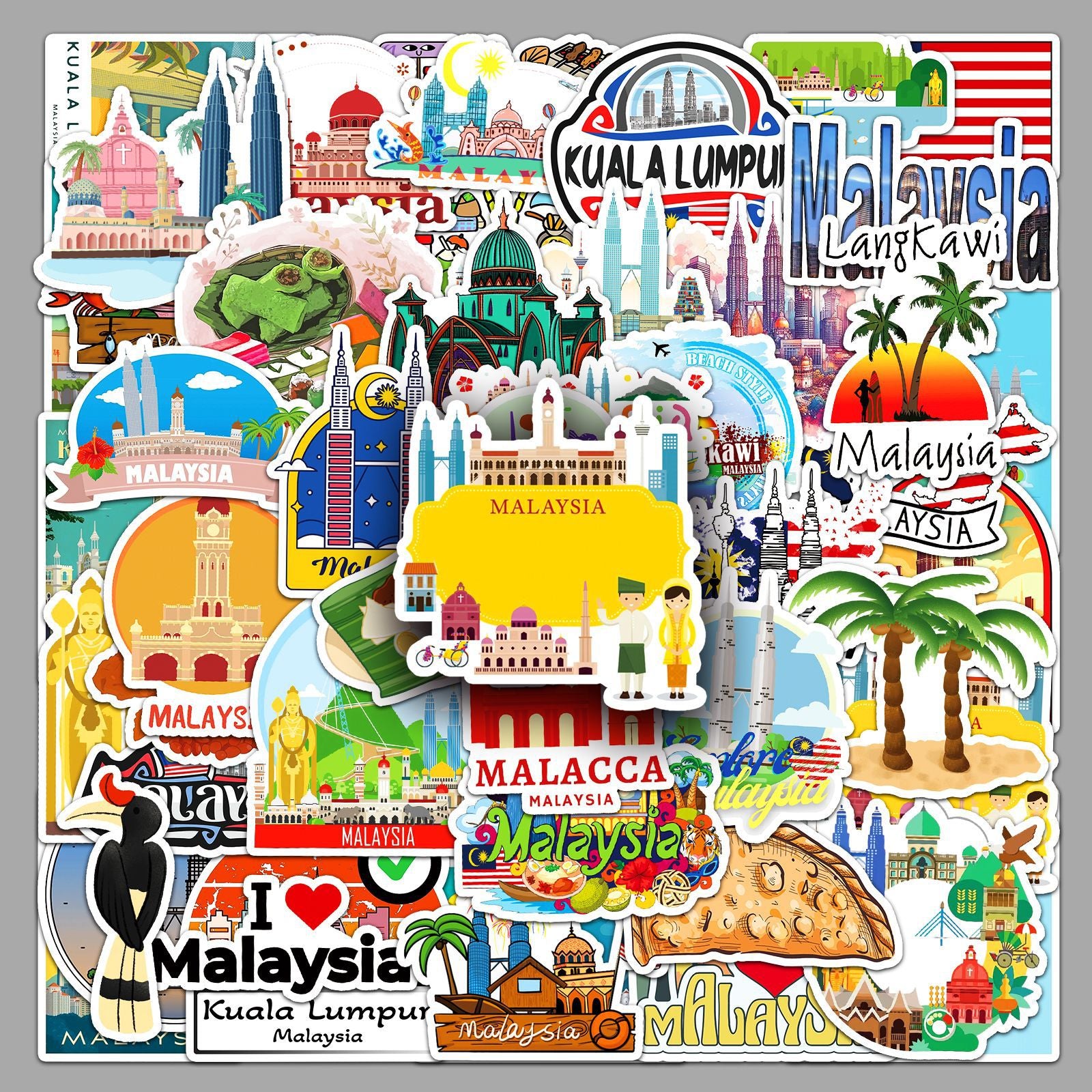 50Pcs Malaysia Travel Vinyl Stickers TRV15