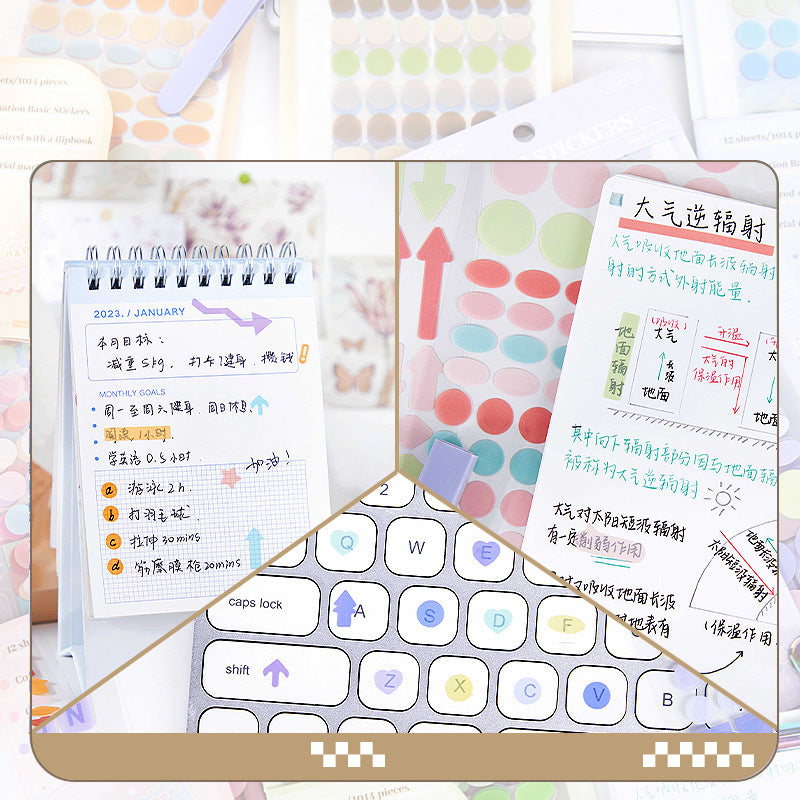 12 Sheets Journal Mark PET Stickers YCLD