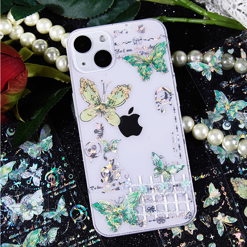 6 Sheet Glitter PET Butterfly Stickers DYLG