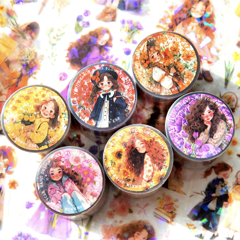 1 Roll Girl and Flowers PET Tape XHYN
