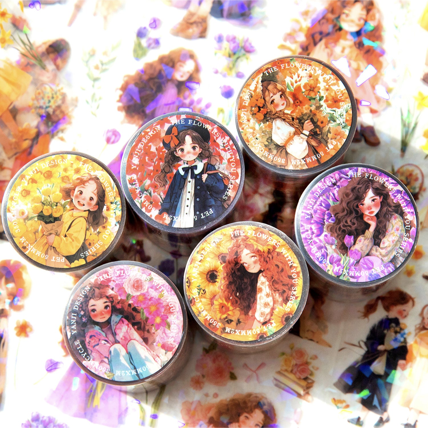 1 Roll Girl and Flowers PET Tape XHYN