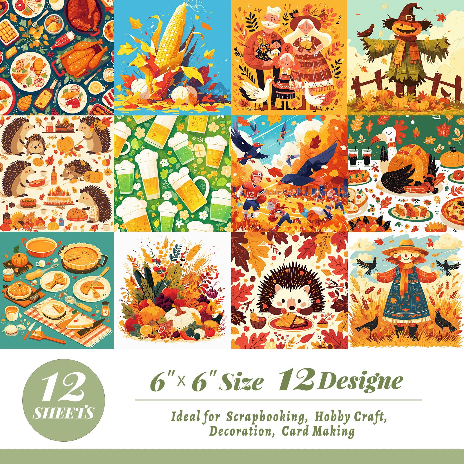 6 inch Thanksgiving Day Scrapbook Paper Pad PA202