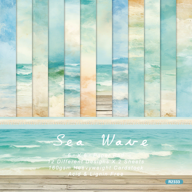 6 inch Sea Wave Scrapbook Paper Pad SKP333