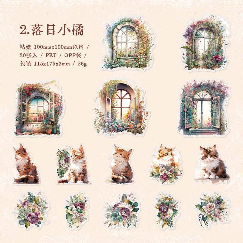 30 Pcs Window Themed PET Stickers LGCT