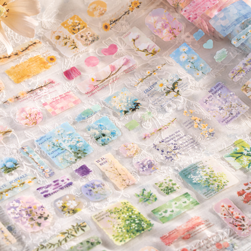 1 Roll Flower Themed PET Stickers Tape HCMB