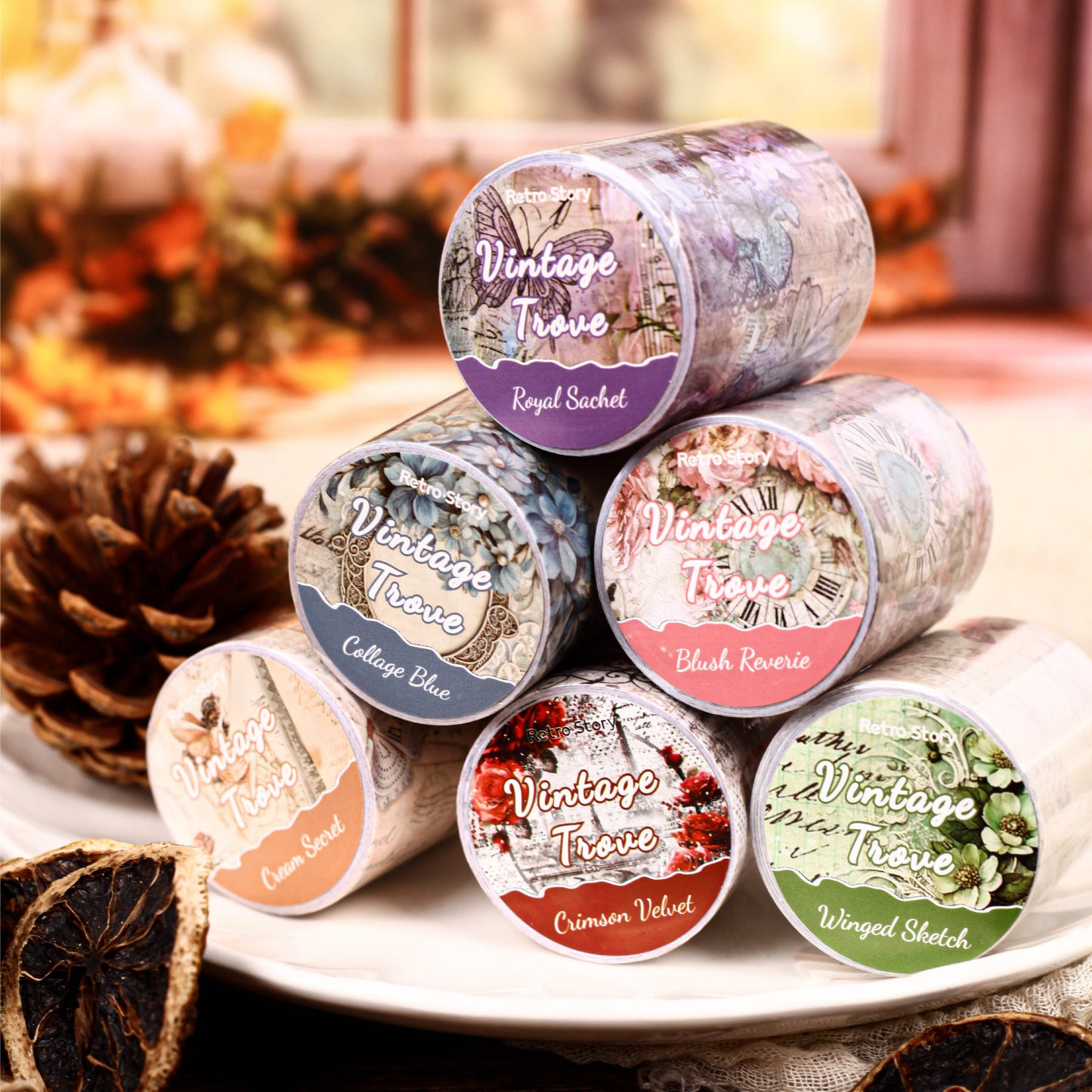 1 Roll Vintage Floral Washi Tape FGMC