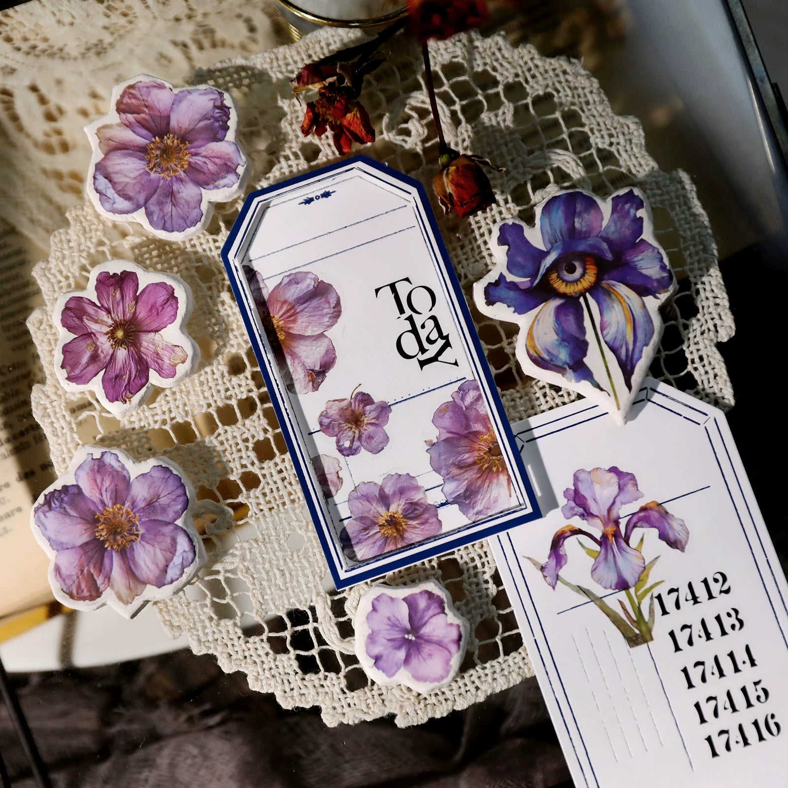 3 Sheets Rub on Stickers - Autumn Flower