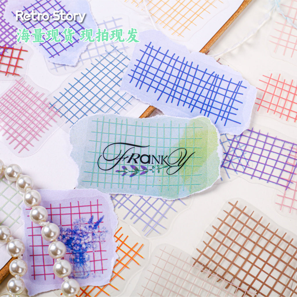 20 Pcs Watercolor Gird PET Stickers GYXL