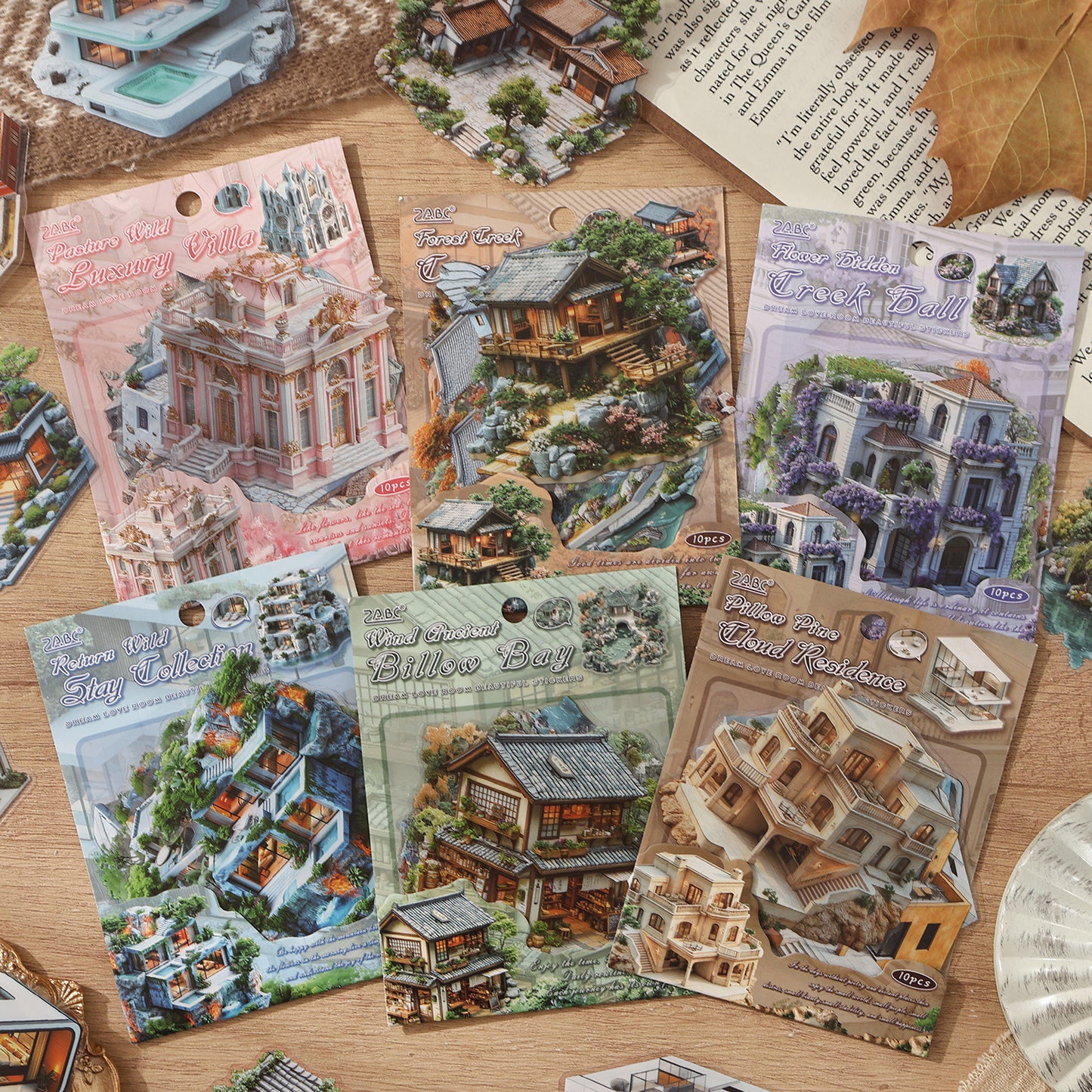 10 Pcs Fantasy House Stickers MZQF