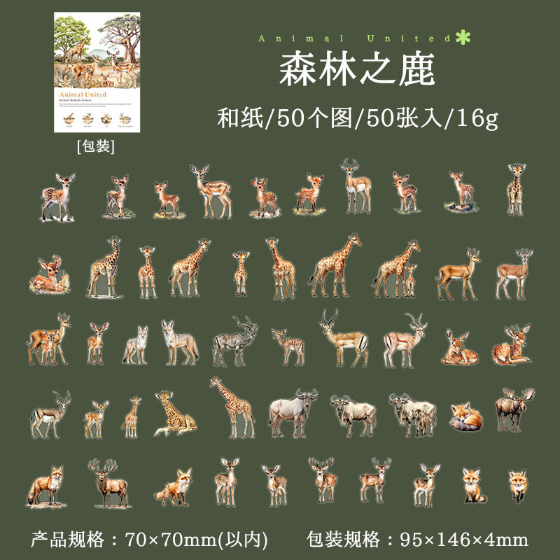 50 Pcs Animal PET Stickers DWZDY