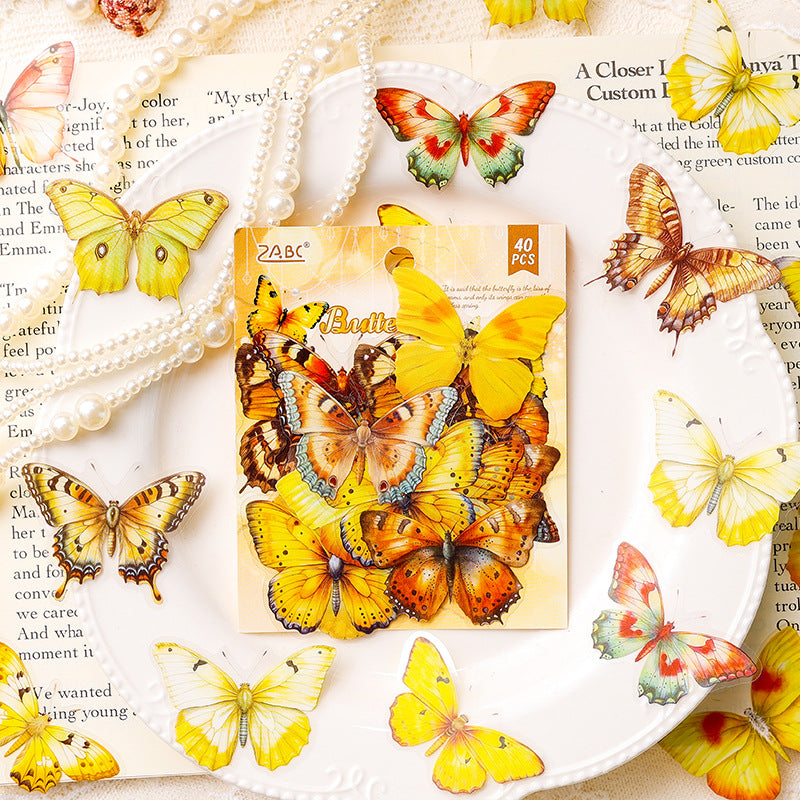 40 Pcs Butterfly PET Stickers CRDX