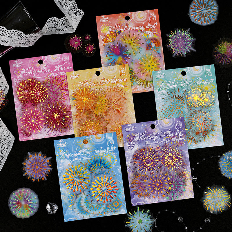 20 Pcs Firework PET Stickers YGYY