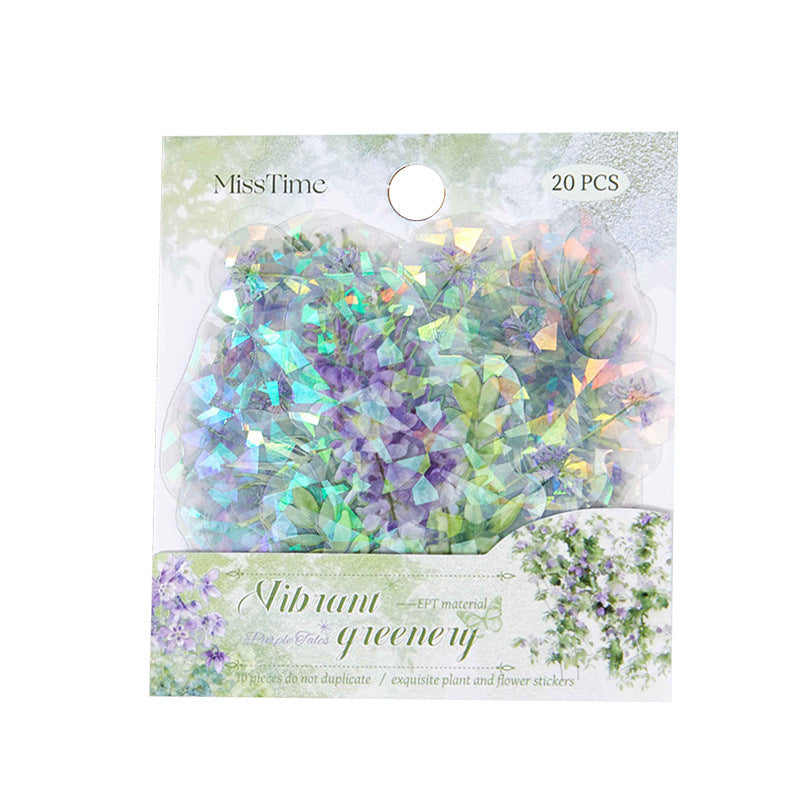 20 Pcs Shell Light Plant PET Stickers LYAR