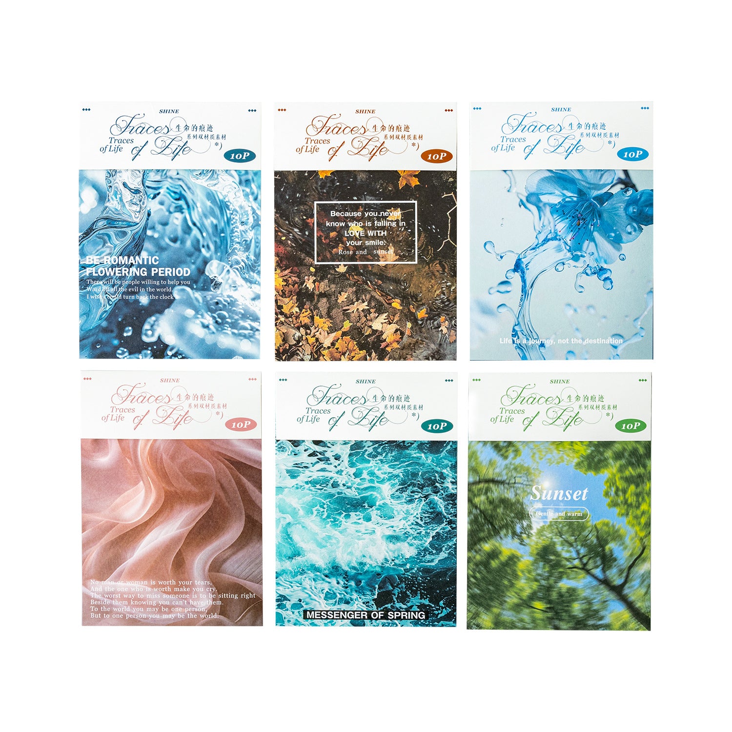 10 Sheets Texture PET Stickers and Paper SMHJ