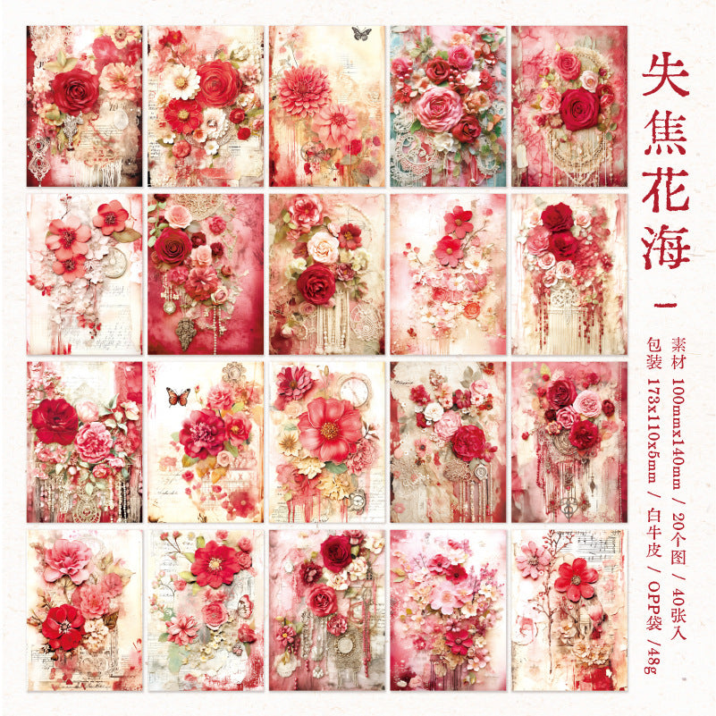 40 Pcs Flowers Scrapbook Paper BYWDHD