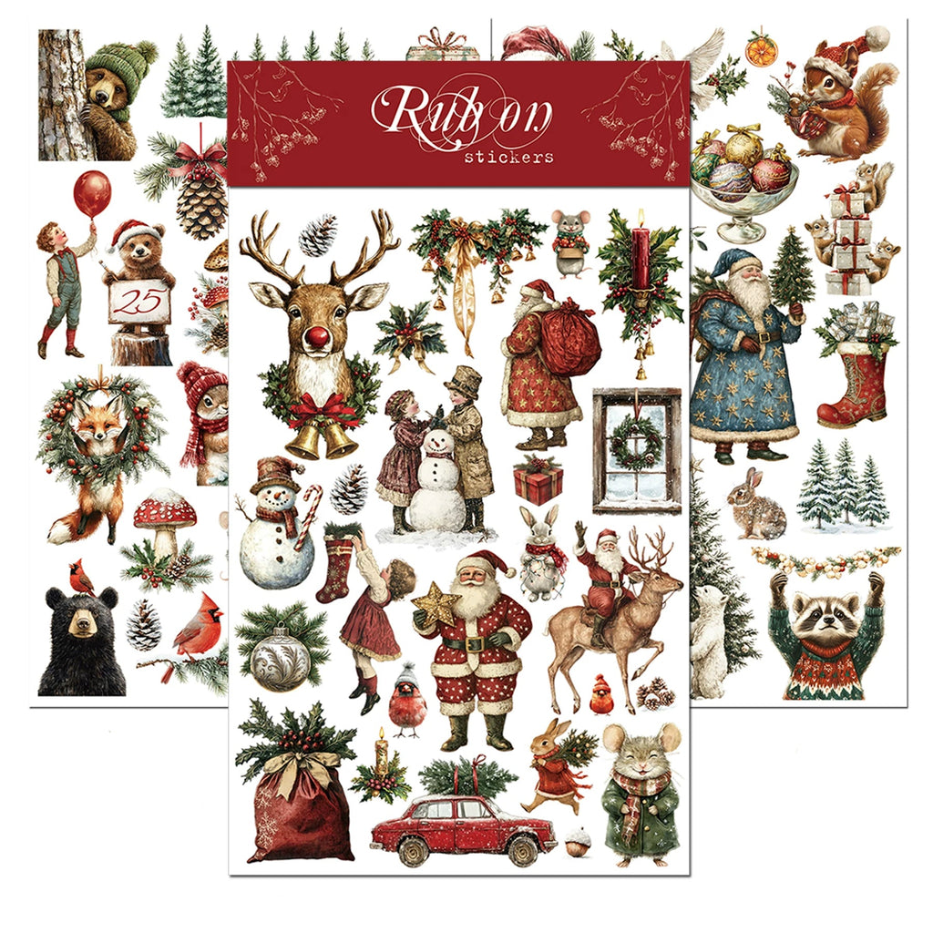 3 Sheets Rub on Stickers - Christmas Animal