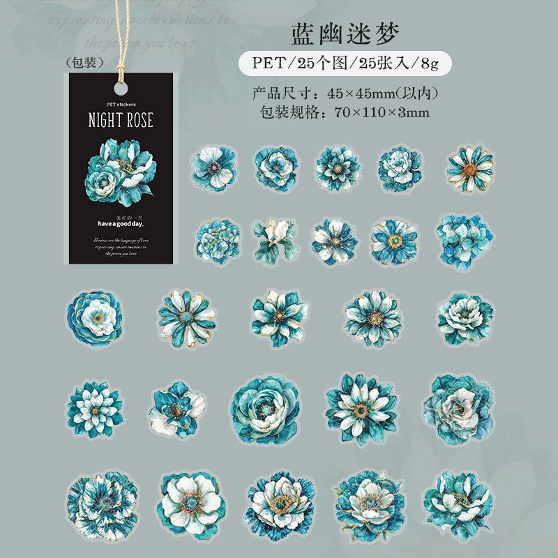 25 Pcs Flower PET Stickers YEQW