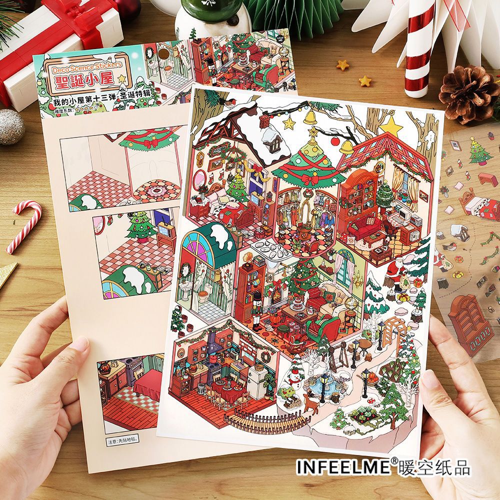 3D Christmas House Scene DIY Stickers Kit WDXW13