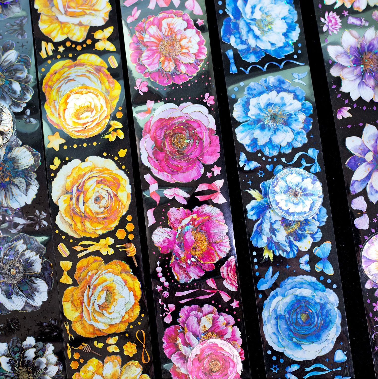 1 Roll PET Flowers Stickers Tape HDGB