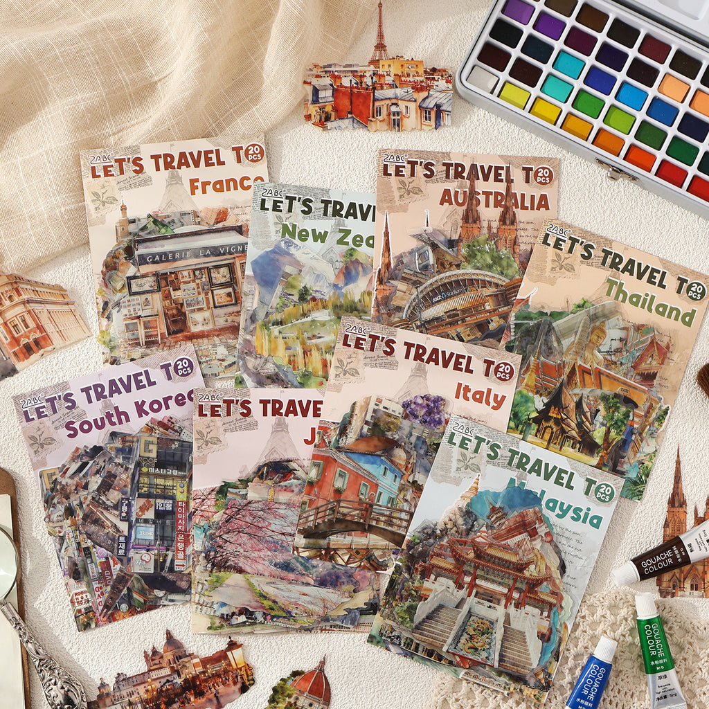 20 Pcs World Travel PET Stickers LTMJ