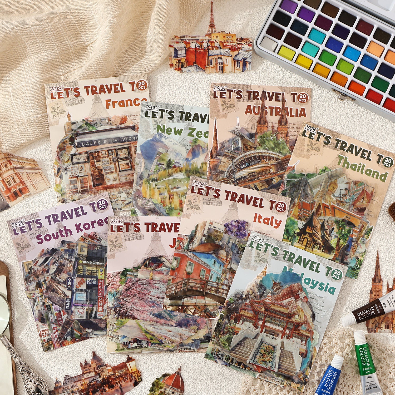 20 Pcs World Travel PET Stickers LTMJ