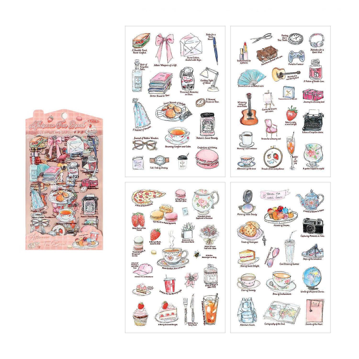 4 Pcs Everyday Journal PET Stickers - Afternoon Team