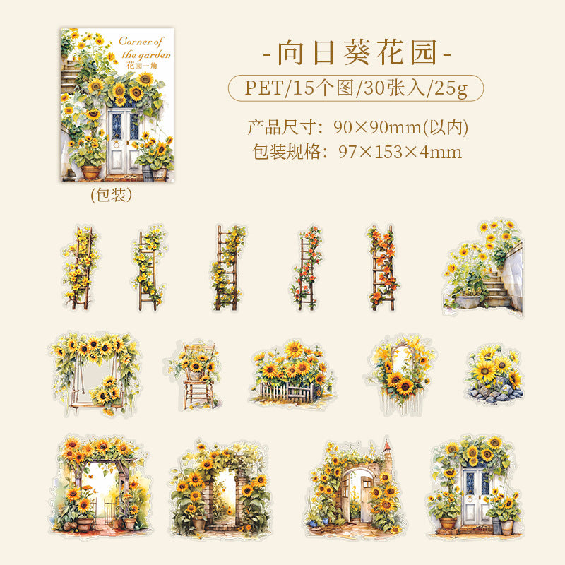 30 Pcs Garden Theme PET Stickers HYYJ