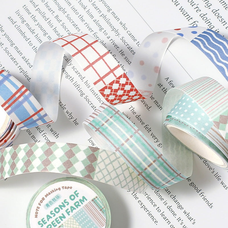 Retro Palette Geometric Grid Washi Tape - Forest