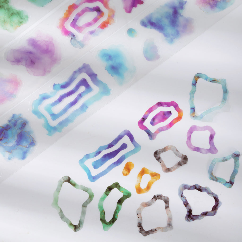 1 Roll Watercolor Spalash PET Stickers Tape SSHX